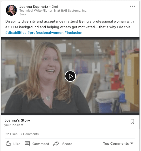 Example of Social Recruiting Content on LinkedIn