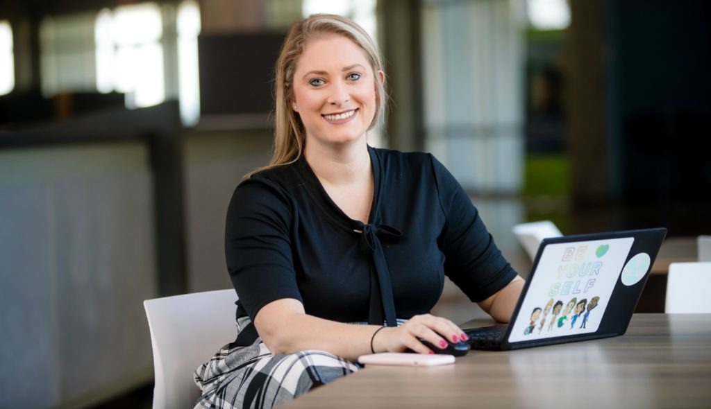 woman planning social content