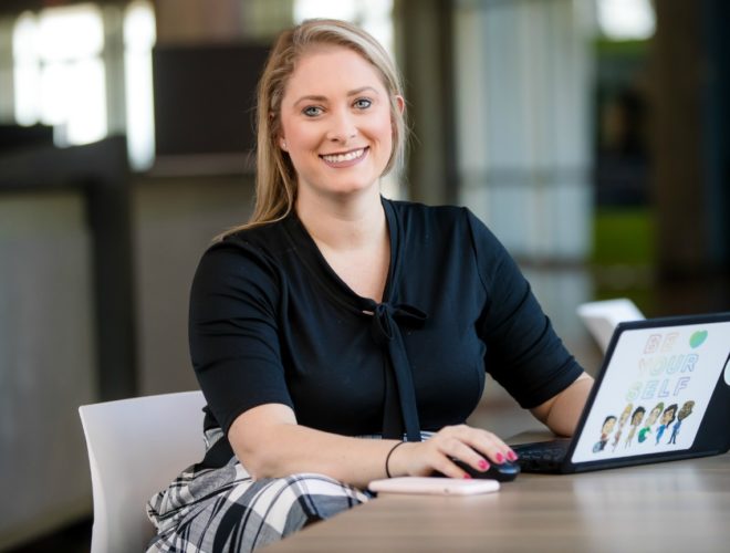woman planning social content