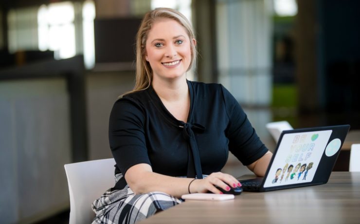 woman planning social content