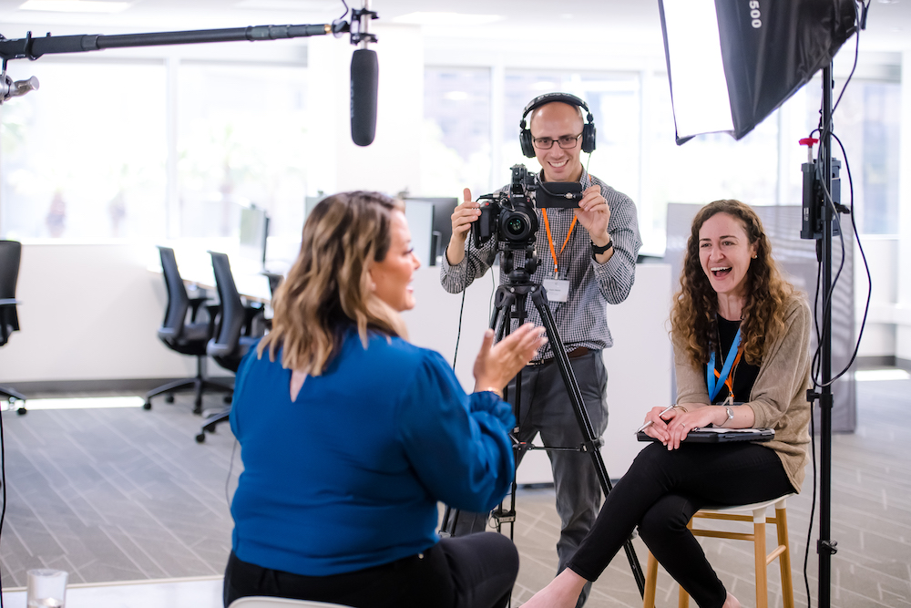 Anna and Doyle conducting an interview